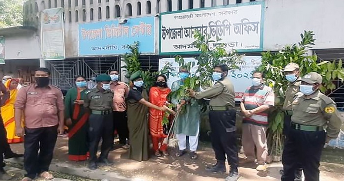 আদমদীঘিতে আনসার ও ভিডিপির বনজ-ফলদ গাছের চারা বিতরণ