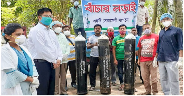 কাহালু হাসপাতালে করোনা রোগীদের জন্য অক্সিজেন সিলিন্ডার প্রদান