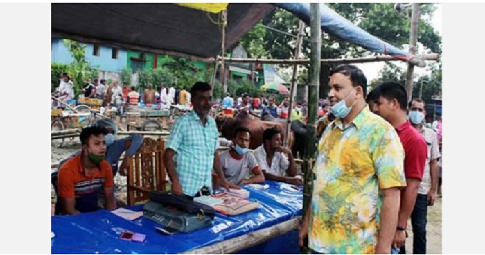 ধুনটে কোরবানী পশুর হাট ইজারদারের সাথে ওসির মতবিনিময় সভা