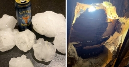 আকাশ থেকে বাড়ির ছাদে পড়লো বিশাল বরফখণ্ড!