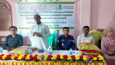 বগুড়ার নন্দীগ্রামে কৃষকদের মাঝে ধানের বীজ ও গাছের চারা বিতরণ