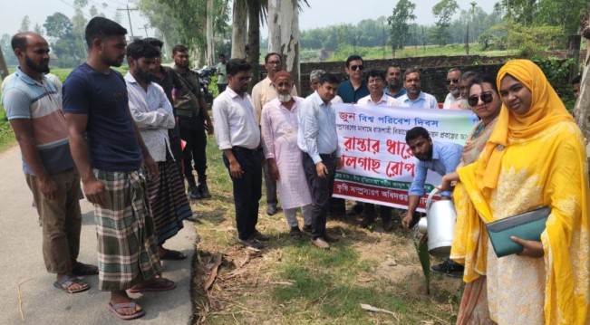 সোনাতলায় তালের চারা রোপন করলেন ইউএনও সাঈদা পারভীন