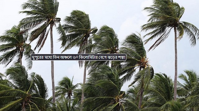 দুপুরের মধ্যে তিন অঞ্চলে ৬০ কিলোমিটার বেগে ঝড়ের শঙ্কা