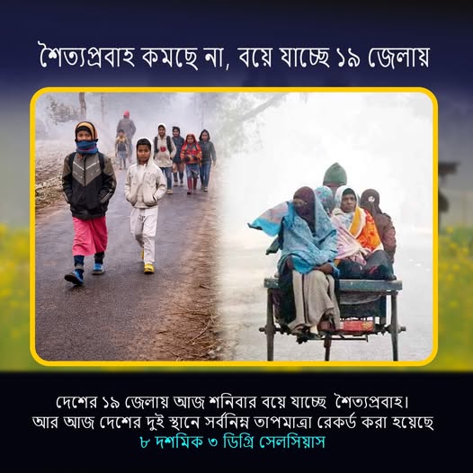 শৈত্যপ্রবাহ কমছে না, বয়ে যাচ্ছে ১৯ জেলায় 