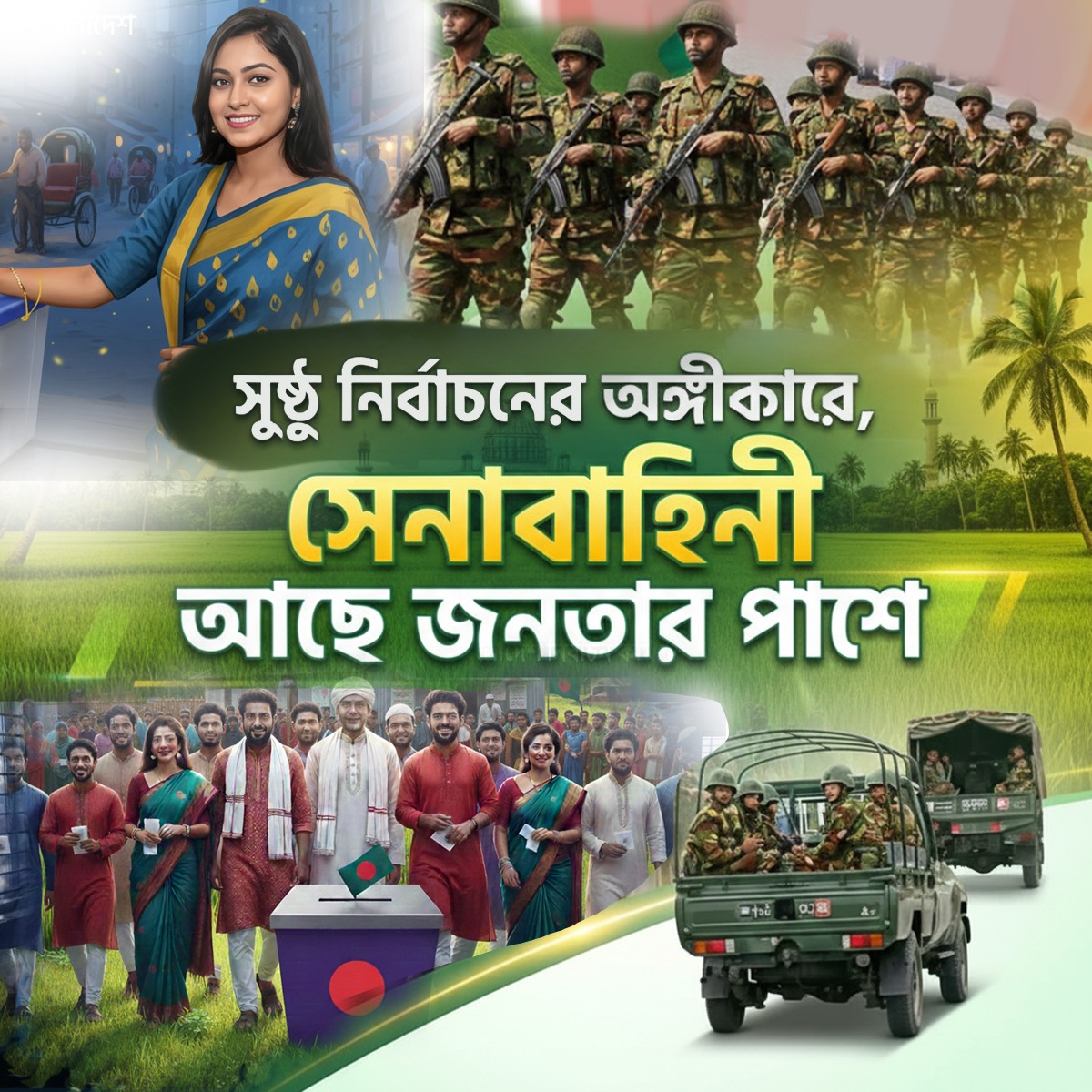 সুষ্ঠু নির্বাচনের অঙ্গীকারে, সেনাবাহিনী আছে জনতার পাশে